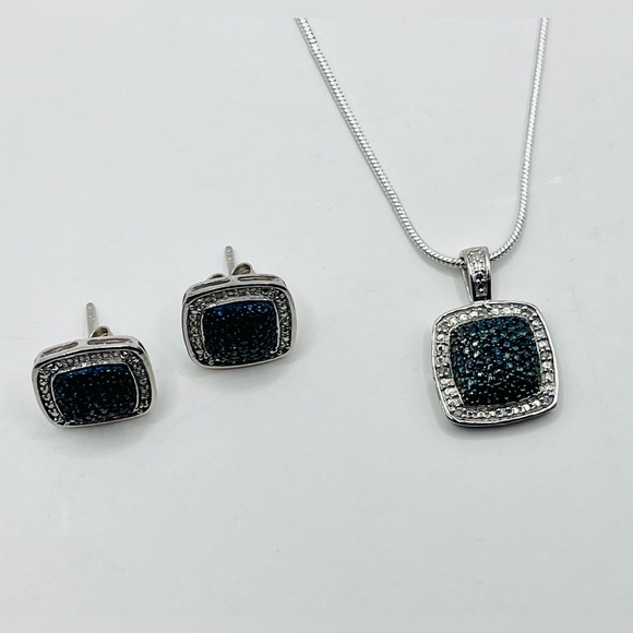 Rhodium Pendant Necklace and Earrings Set - Picture 3 of 6